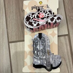 NWT Piper K Cowgirl hat and boot claw clip set of 2